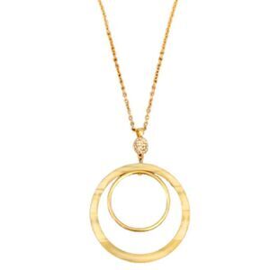 Lele Sadoughi Orbit Hoop Circle Pendant Necklace Pavé Crystal White Gold Rings